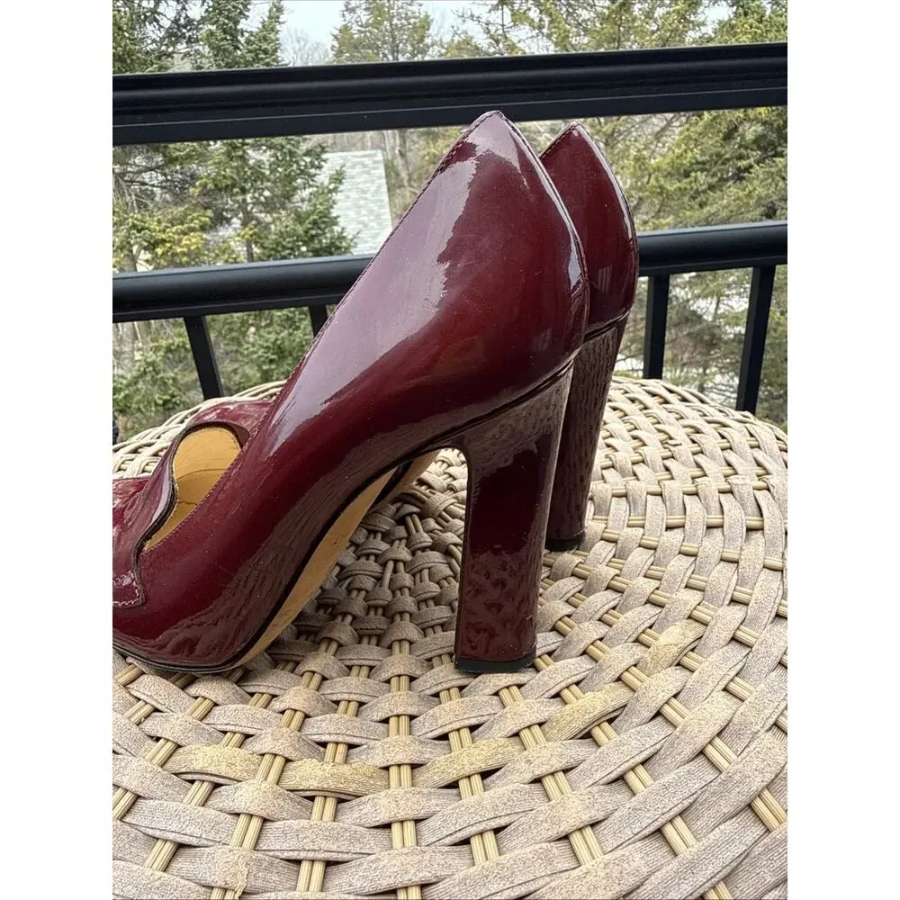 Kate Spade Burgundy Leather Heels Made In Italy 9 US Platform Pump Retro 40s